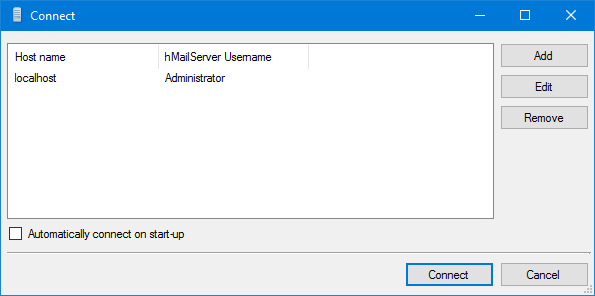 hMailServer - Arrancar la conexión con el servidor